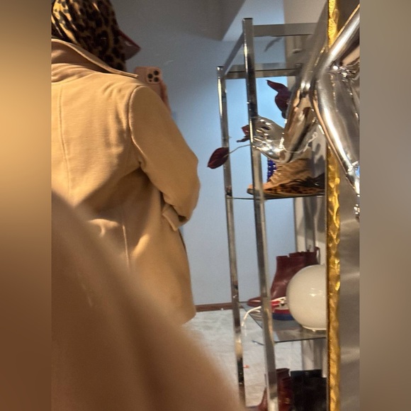 Ellen Tracy Tan Double-Breasted Coat wool cashmere pea coat size 16 - Picture 3 of 11